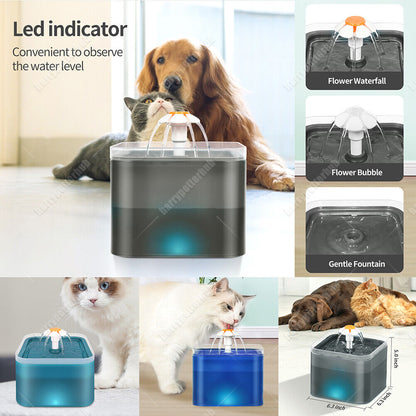 2L Pet Dog Cat Water Fountain Automatic LED Auto Dish Drinking Dispenser Bowl